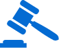 A blue gavel icon with its accompanying sound block, symbolizing law, justice, or court proceedings—a testament to finding solutions within the legal framework.