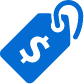 Blue price tag icon with a dollar sign, offering simple solutions for attaching via its string loop.