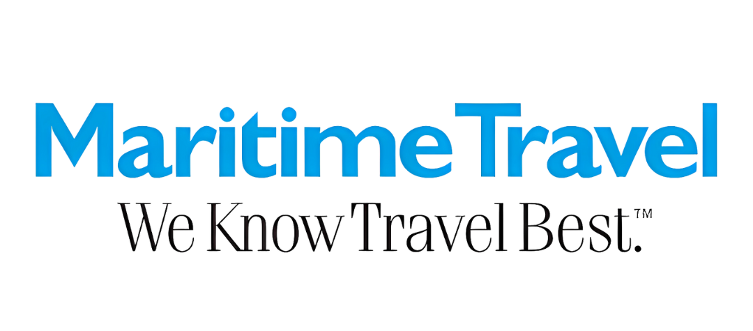 Blue text reads "Maritime Travel" with black text underneath reading "We Know Travel Best," a trusted choice for HR leaders in talent acquisition.